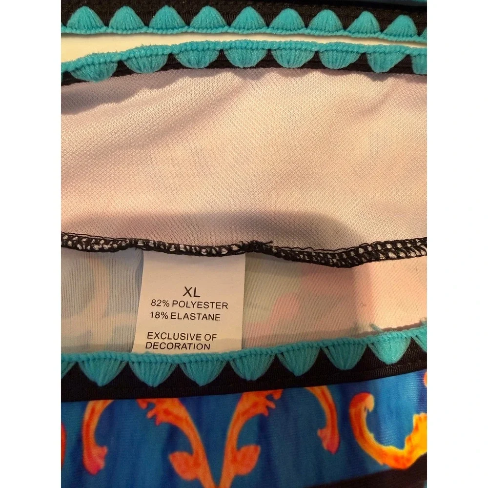 High Waisted Bikini XL Embroidered Versace-style Kono‎ Kalakaua Hawaii 5-0